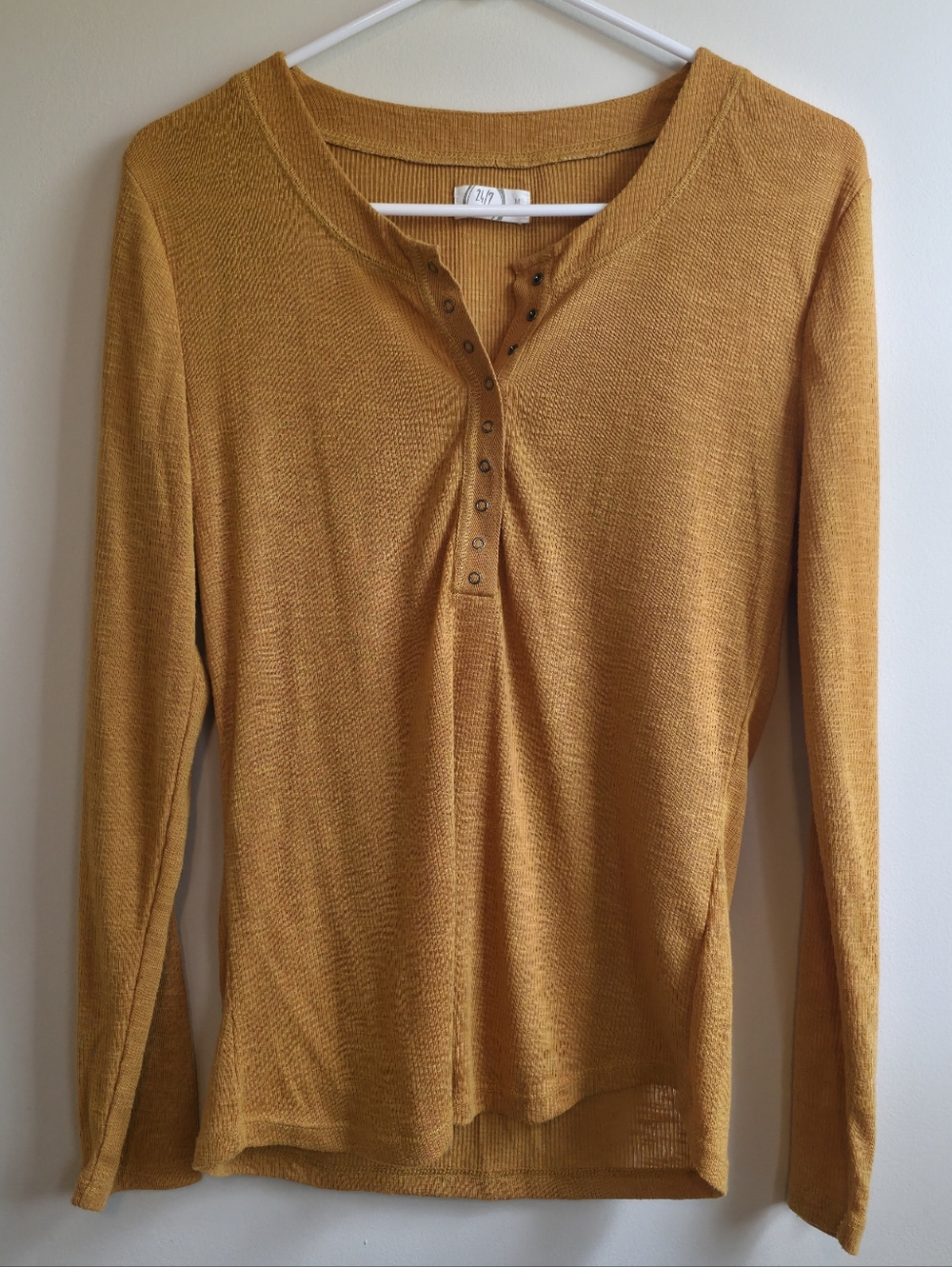 Maurices Mustard Henley Long Sleeve Top